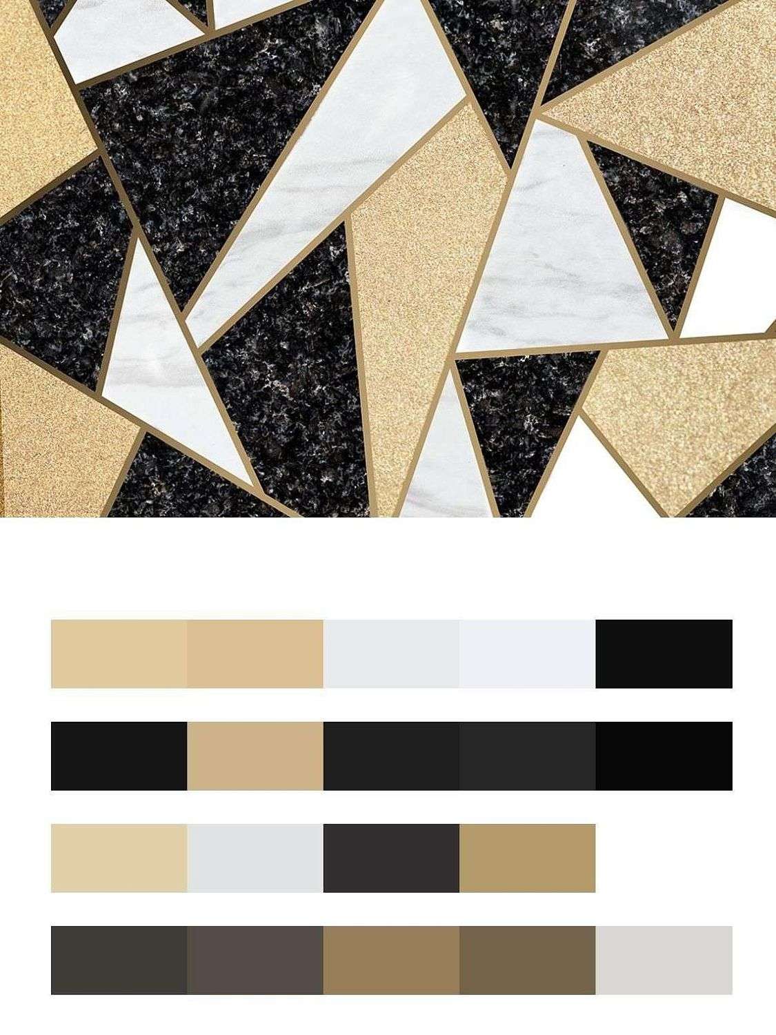 Черно-белая геомерия с золотом  9-1499