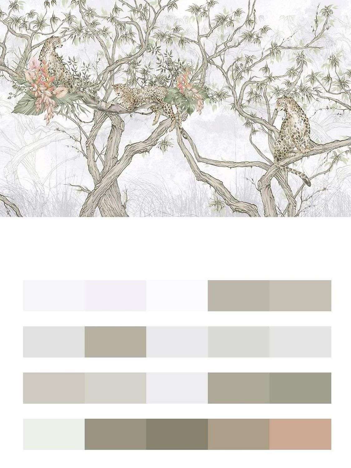 Леопарды китайская живопись  14-448