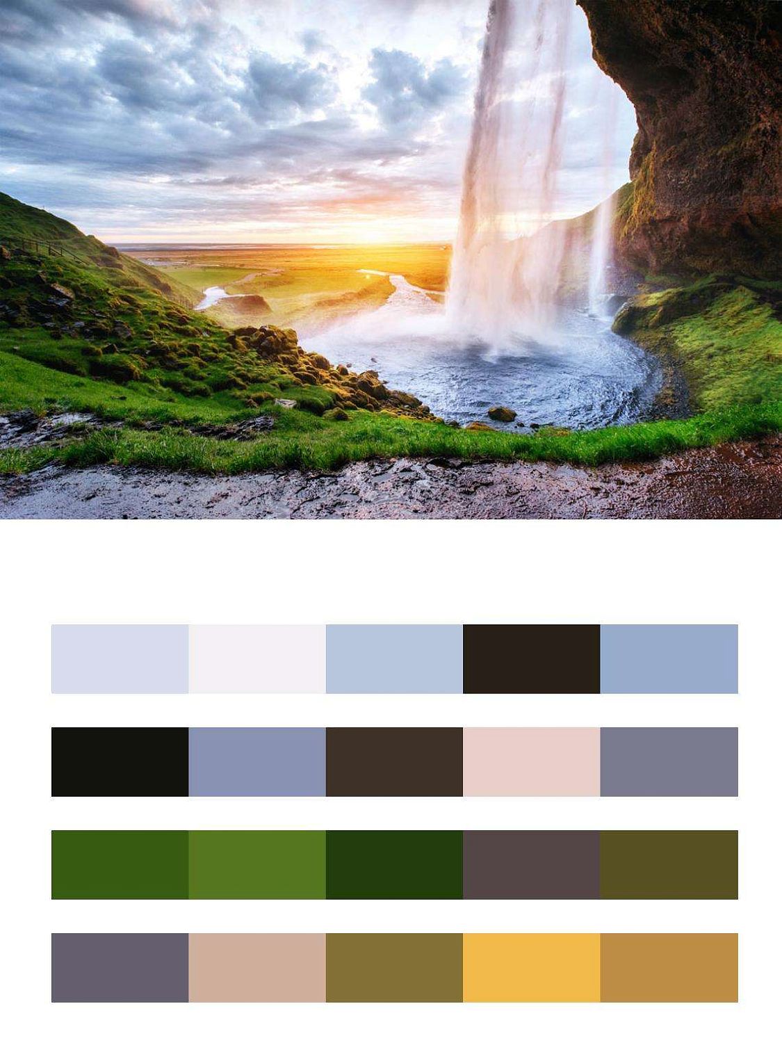 Водопад на фоне заката  9-852