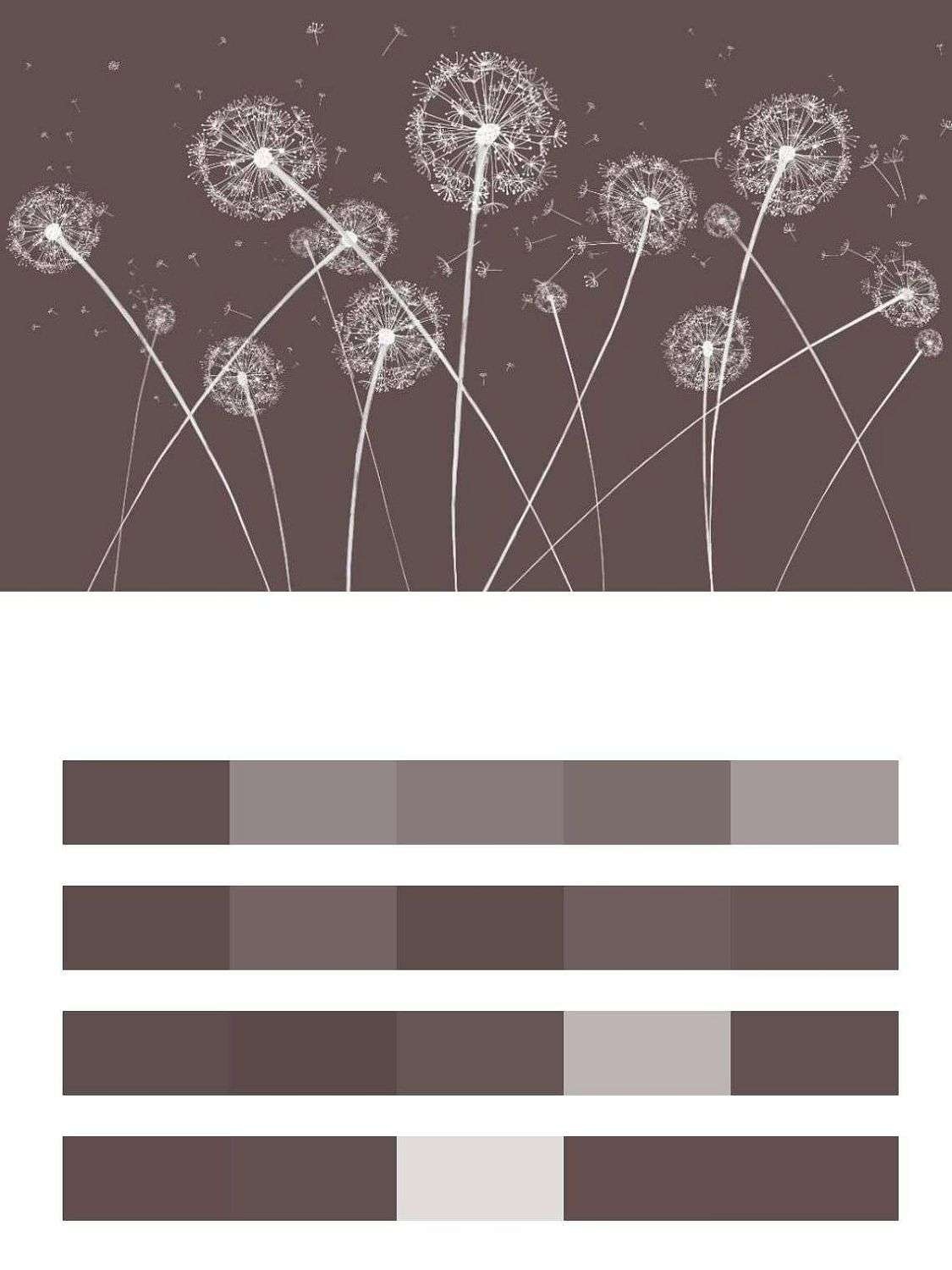 Одуванчики на коричневом фоне  14-528