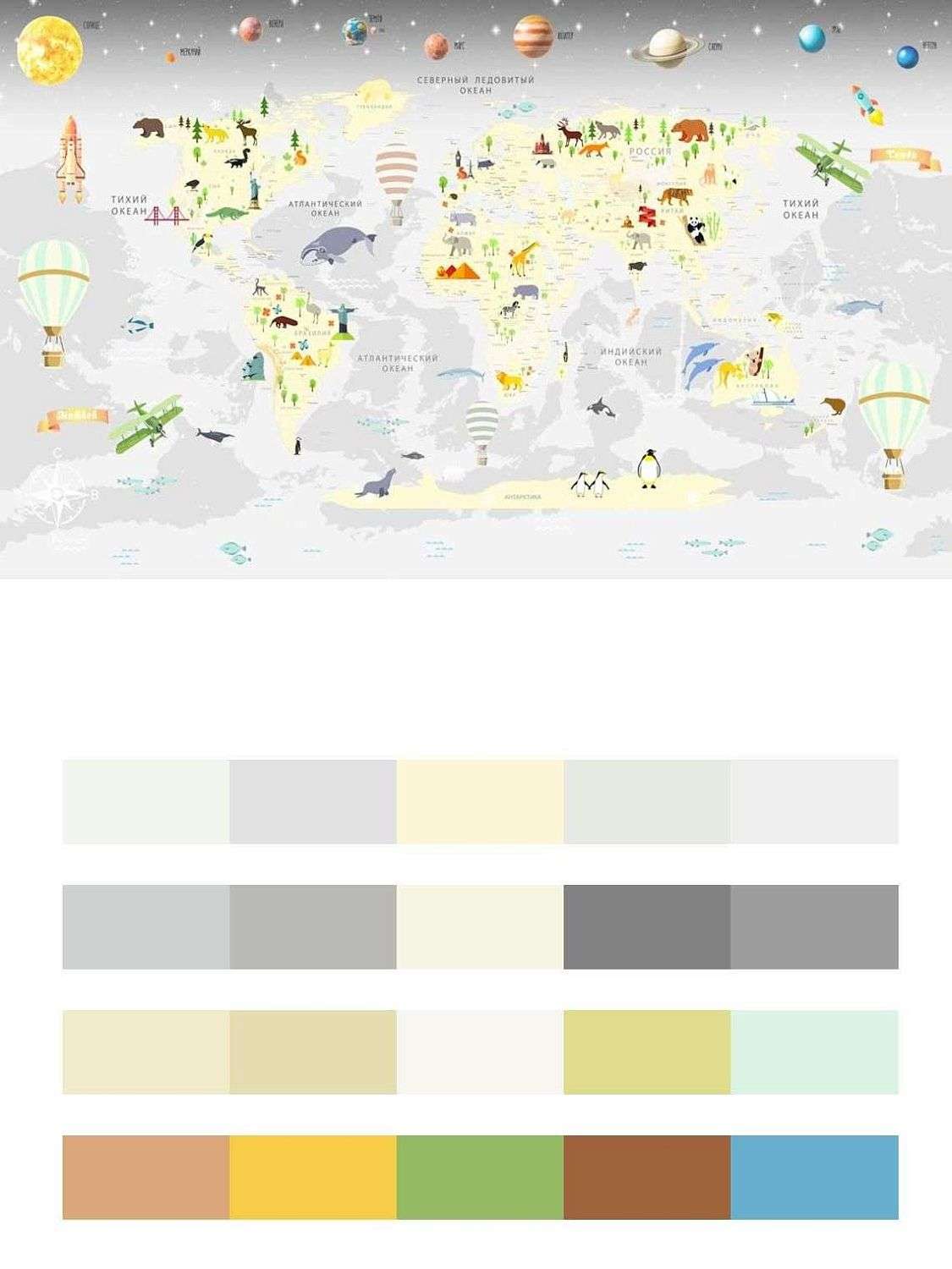 Детская карта с планетами  14-287