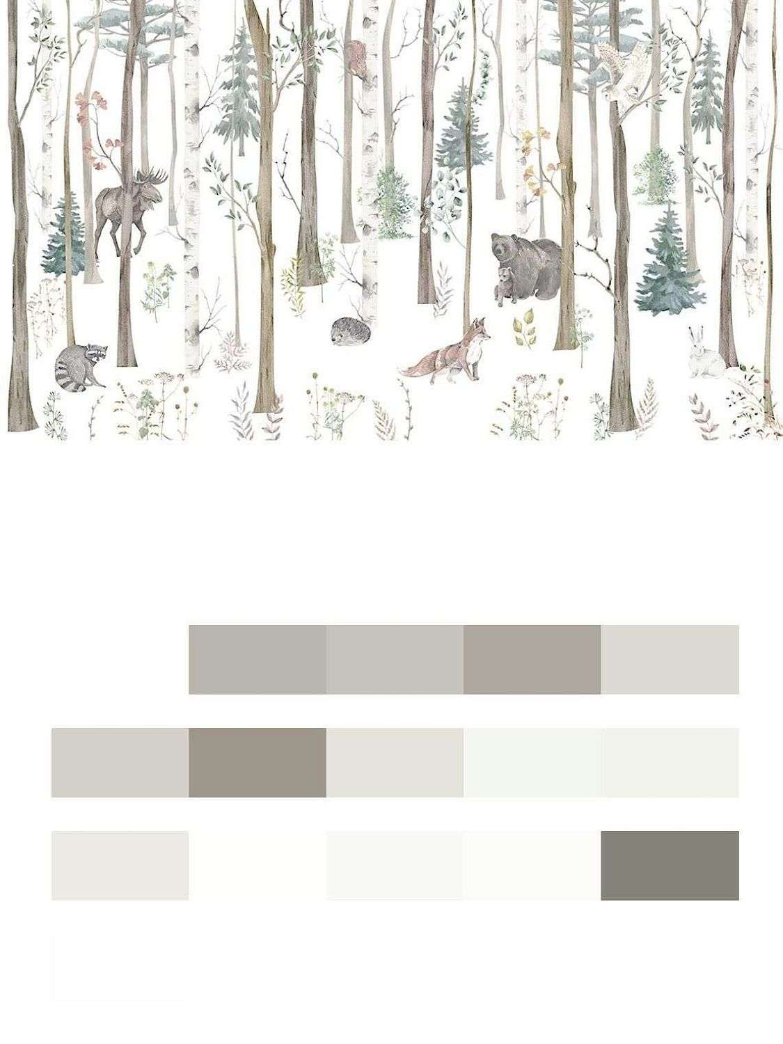 Зимний лес с животными  12-1356