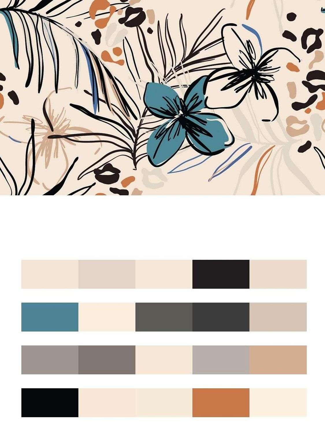 Цветы на бежевом фоне  9-1120