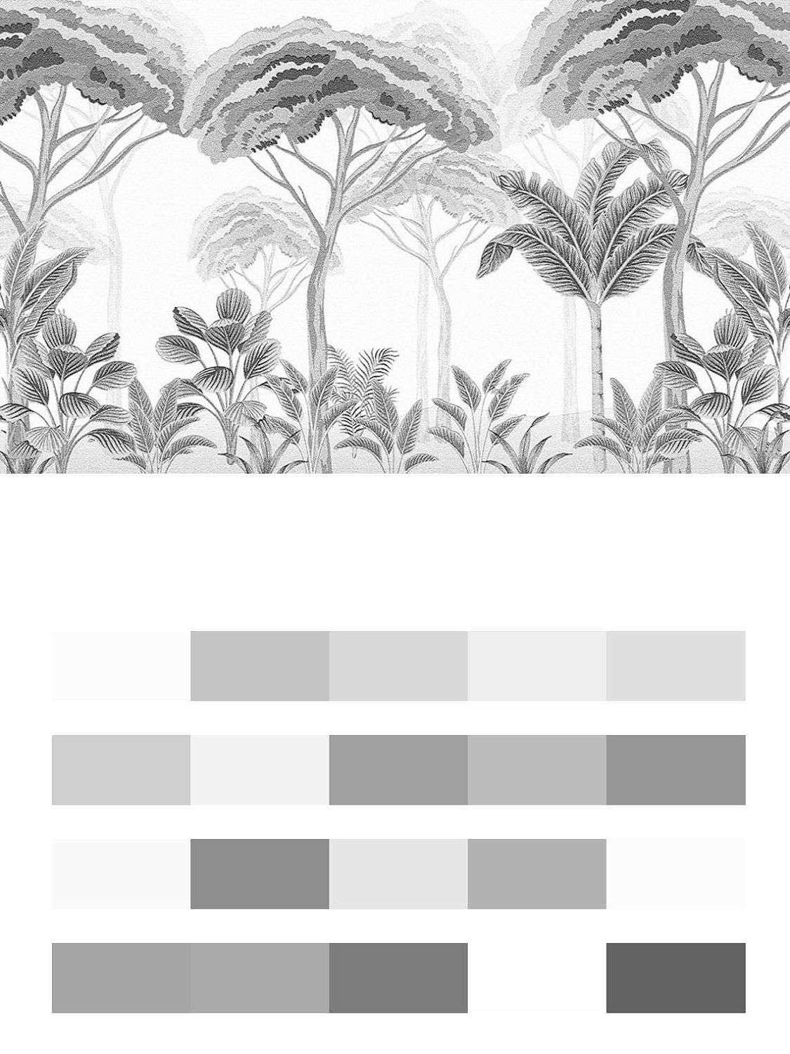 Тропический лес черно-белый  12-1499