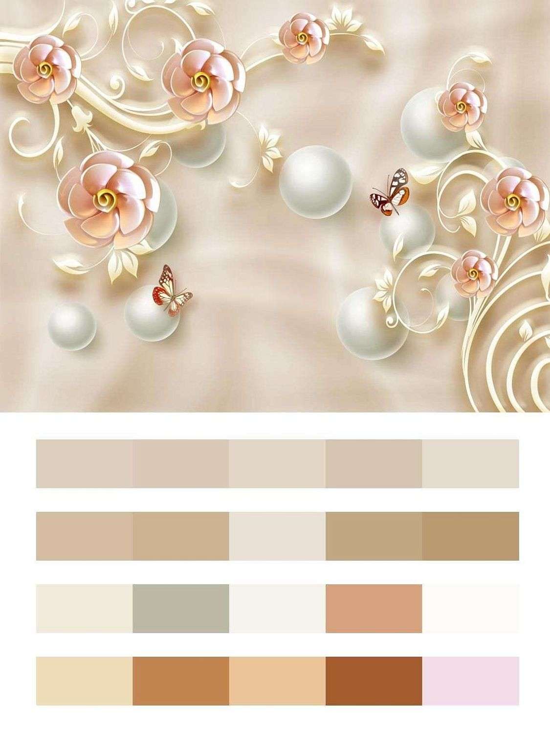 3д Цветы и жемчуг  10-628