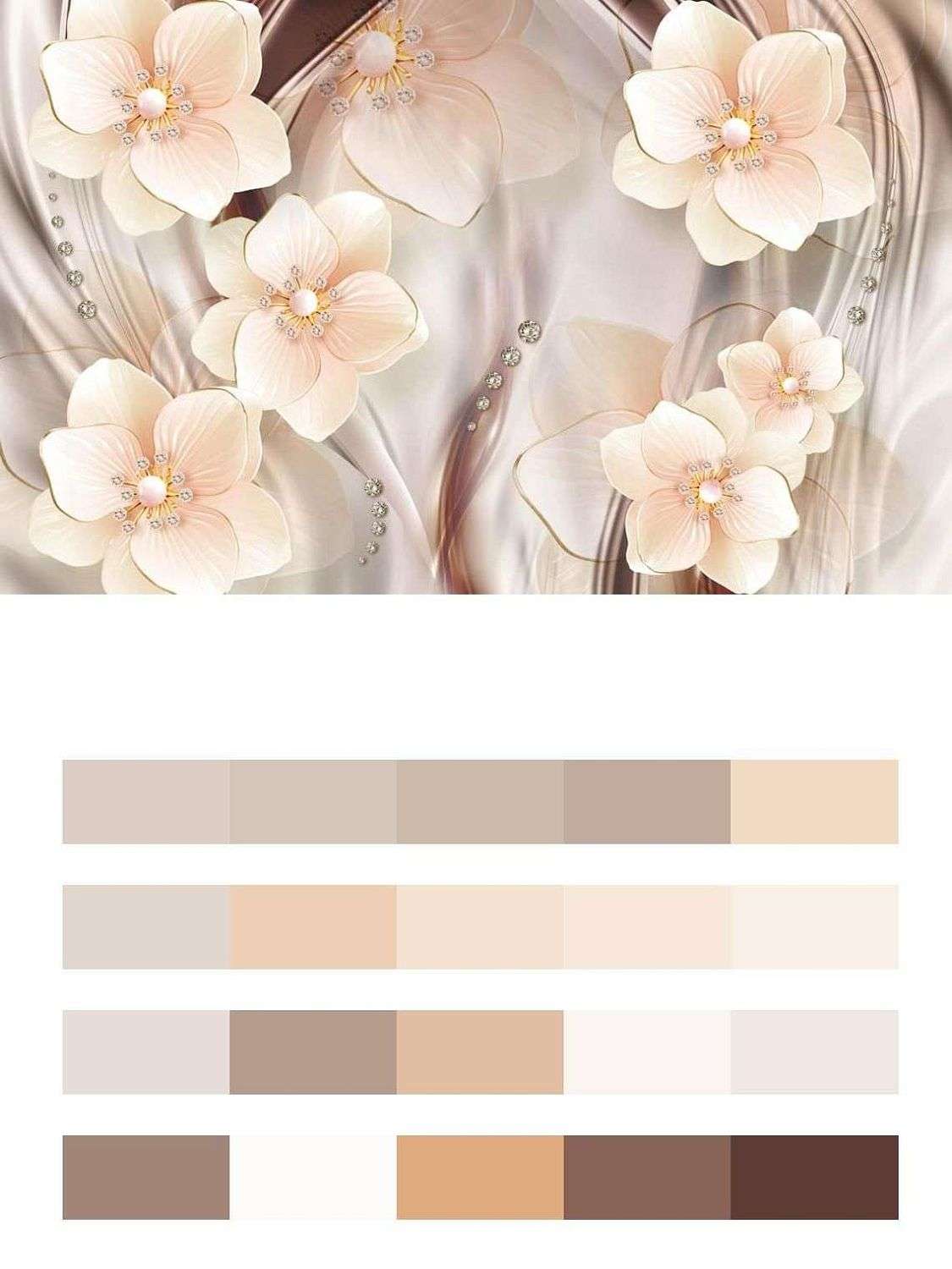 3д Объемные белые цветы  10-836