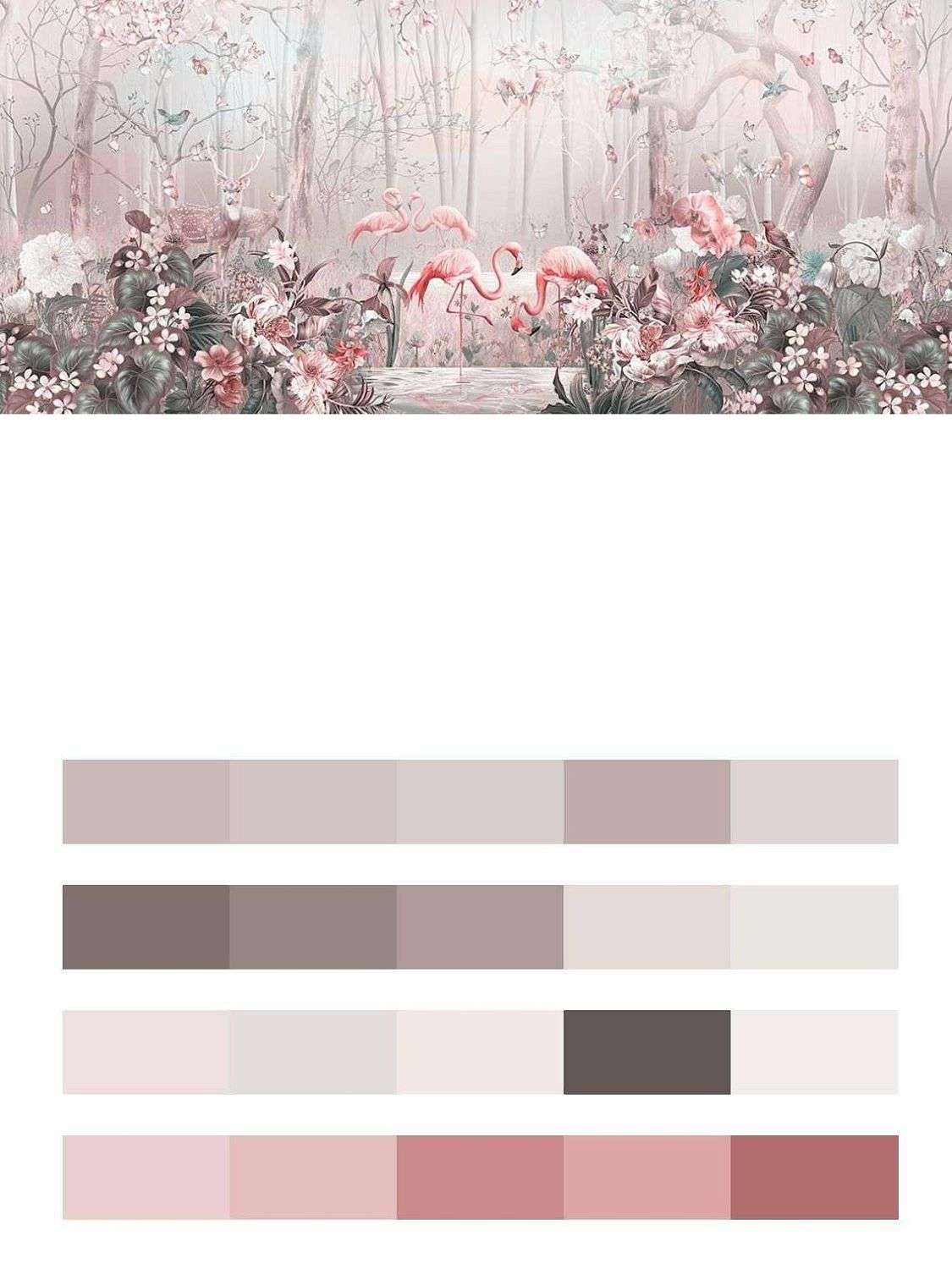 Фламинго в цветущем саду  14-487