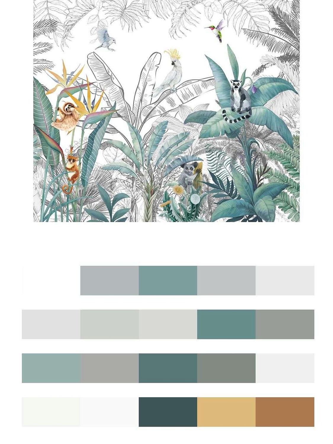 Тропические листья и животные  12-1192