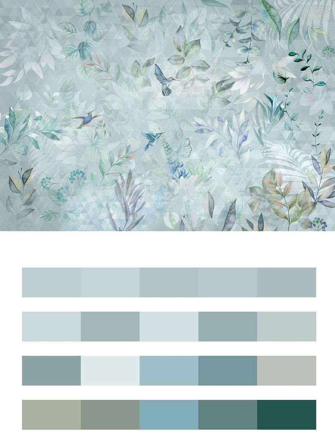 Птички райские на голубом фоне  13-584