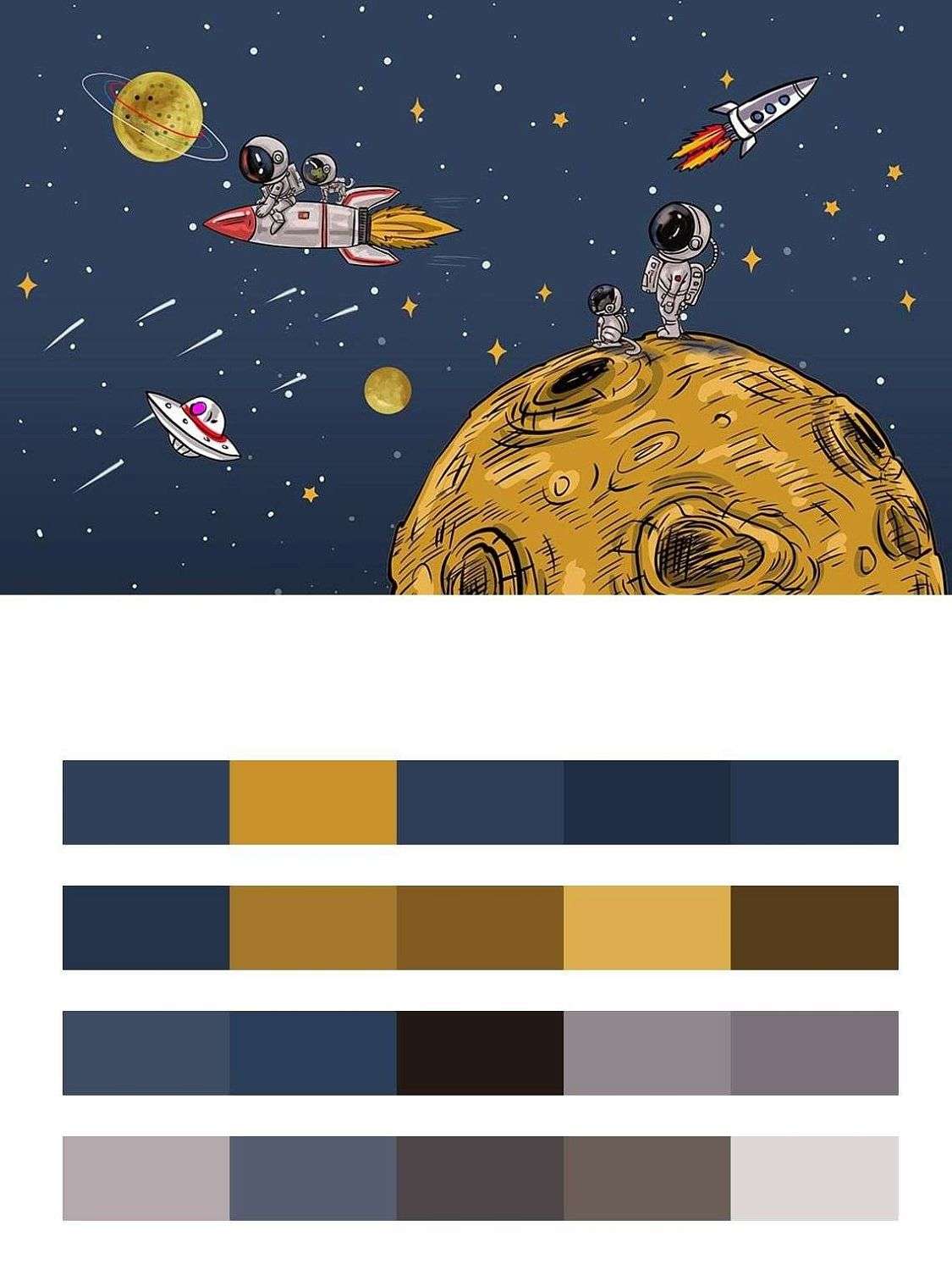 Космос и желтая луна  14-400