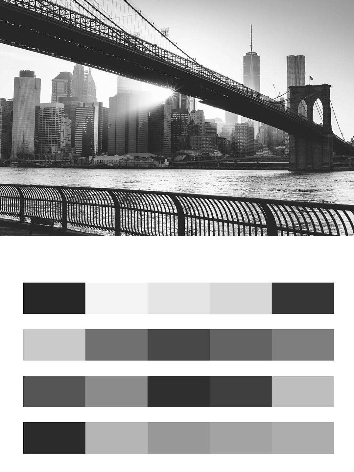 Мост черно белый и лучи солнца в Нью Йорке  9-822