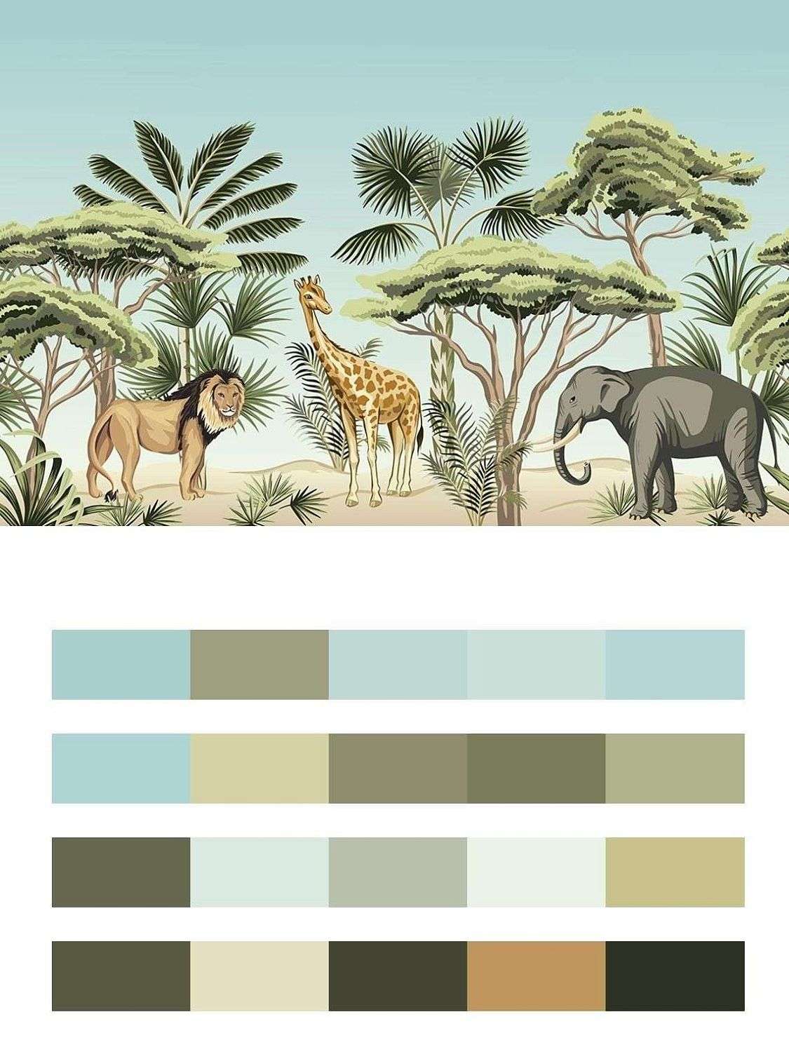 детские. Лес тропический с животными   12-1608