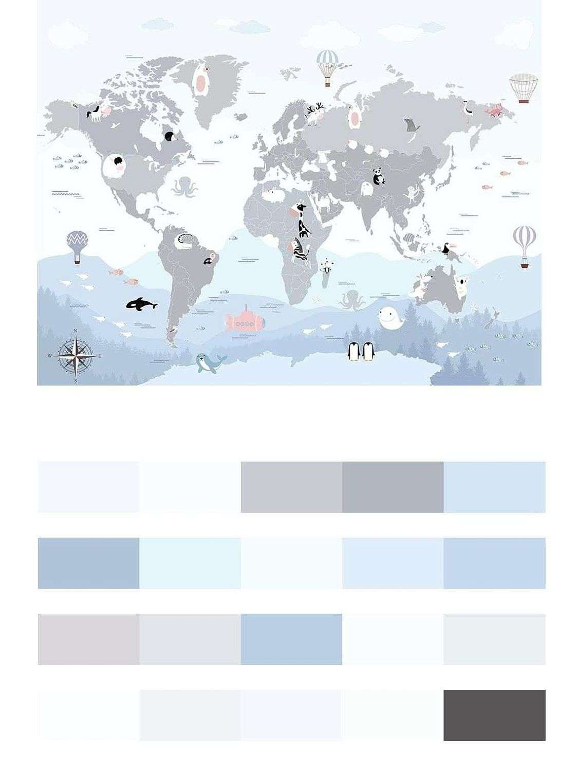 Милая детская карта с животными  12-1523