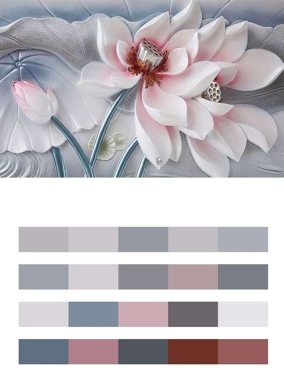 3д Объемный бело-розовый цветок  10-846