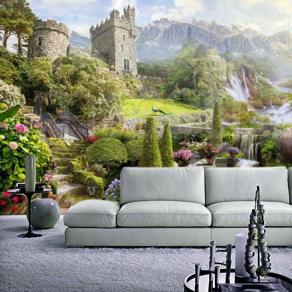 Фотообои в интерьере замок в красивом парке  7-242 фото