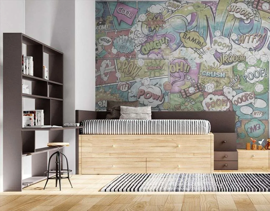 Фотообои в интерьере комиксы на стену  12-1369 фото