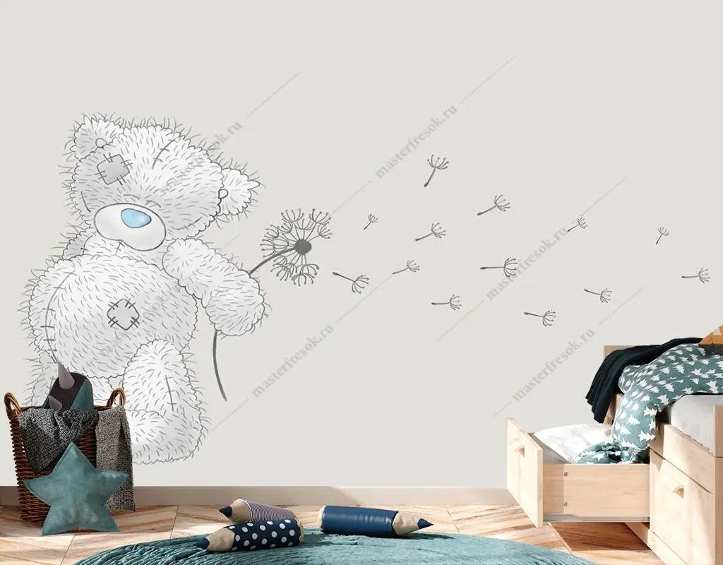 Фотообои в интерьере мишка тедди  14-554 фото