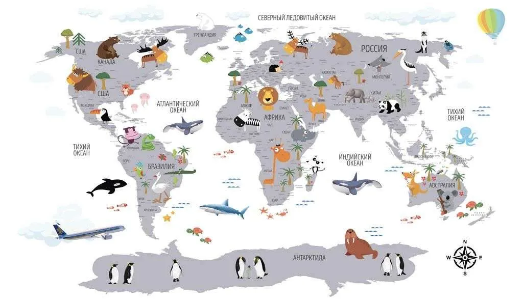 Фотообои в интерьере карта мира для самых маленьких  12-1183 фото