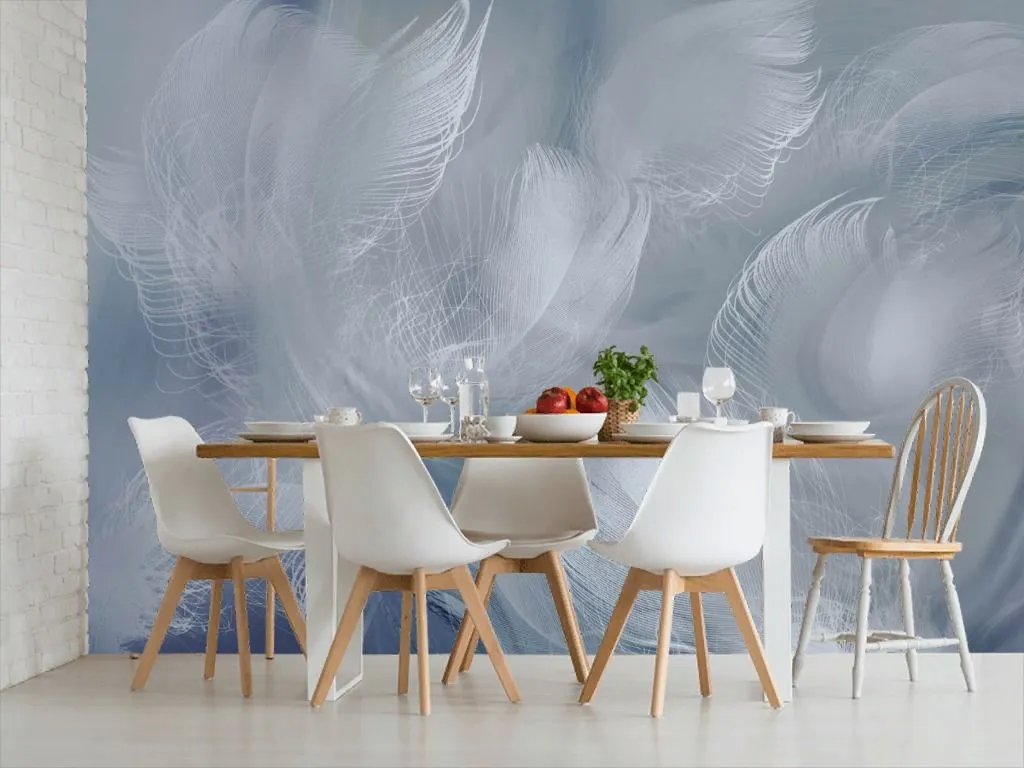 Фотообои в интерьере перья фон темный  13-699 фото