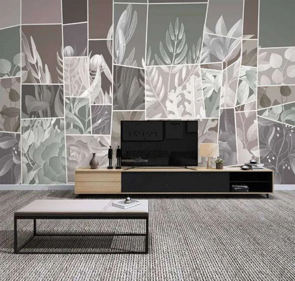 Фотообои в интерьере цветочная геометрия  16-118 фото