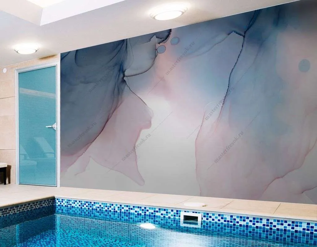 Фотообои в интерьере акварельный голубой фон  9-1543 фото