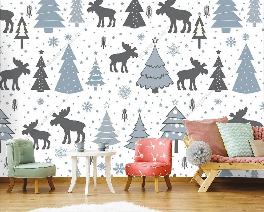 Фотообои Елочки и лоси  12-687