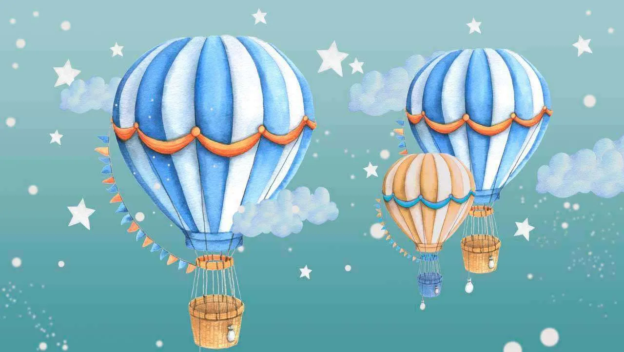 Фотообои в интерьере воздушные шары в сером небе  12-431 фото