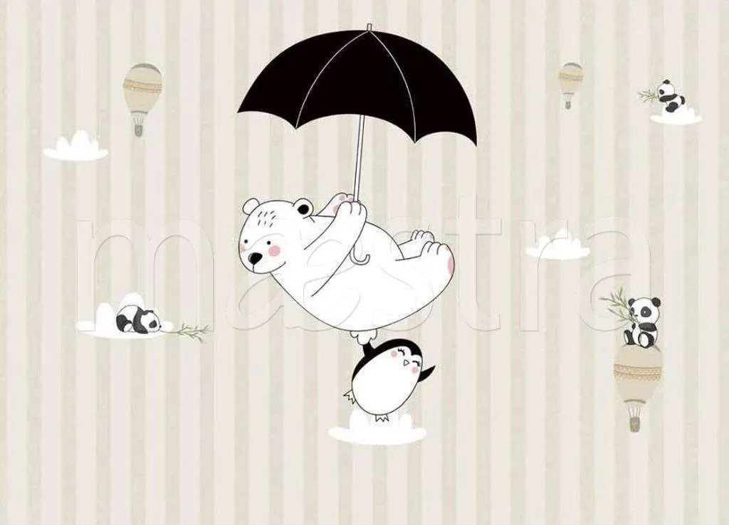 Фотообои в интерьере мишка с зонтиком  15-159 фото