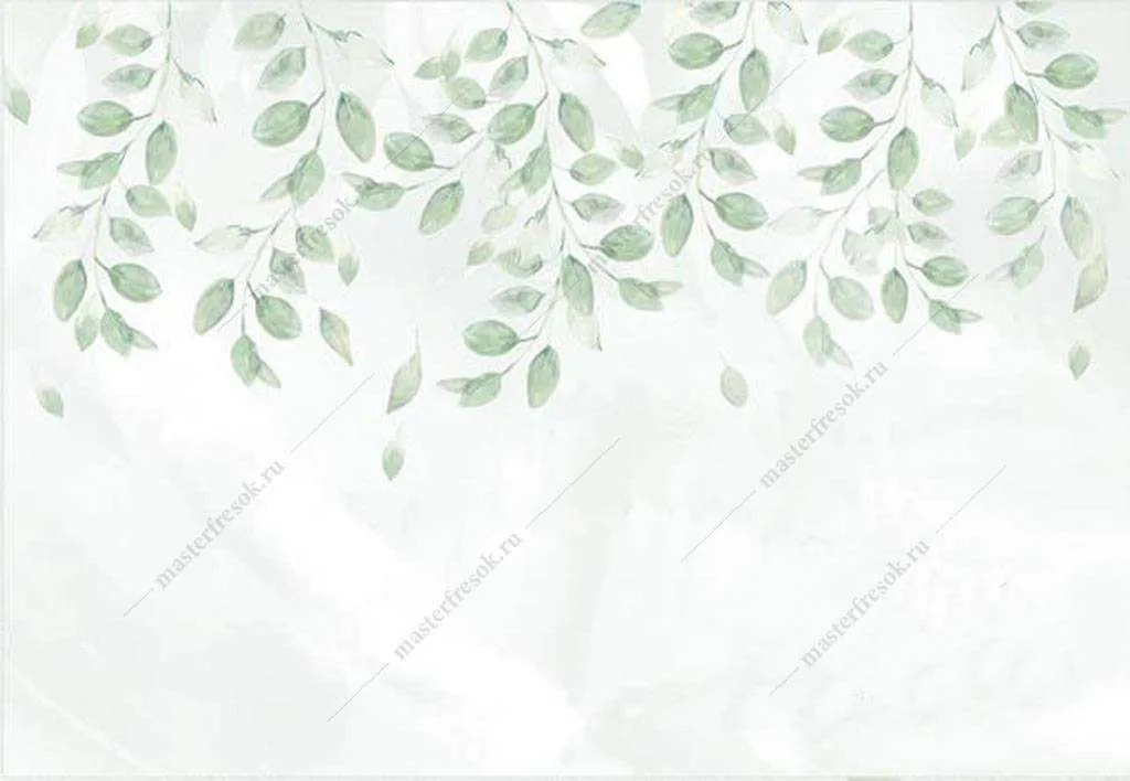 Фотообои в интерьере нежные листочки  16-174 фото