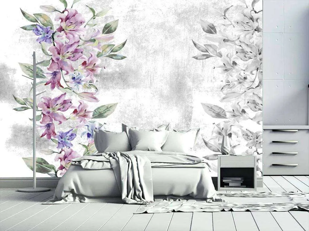 Фотообои в интерьере цветы орнамент горизонтальный  7-979 фото