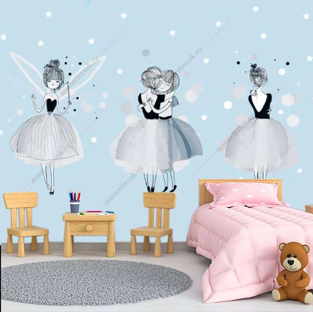 Фотообои в интерьере девочка фея  14-029 фото