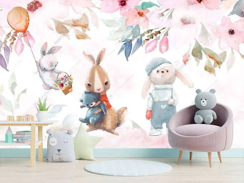 Фотообои в интерьере иллюстрация с животными  14-003 фото