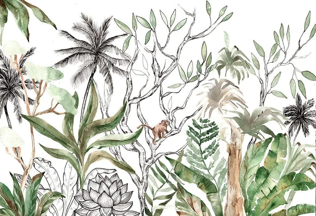 Фотообои в интерьере тропические джунгли  14-588 фото