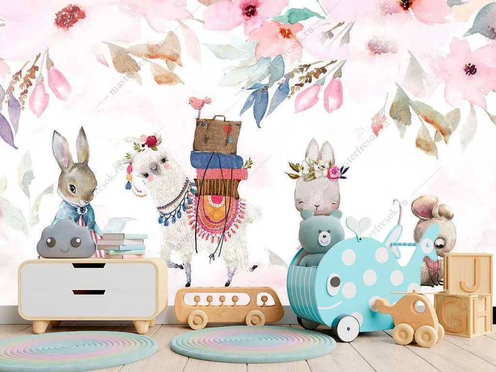 Фотообои Детская иллюстрация с животными  14-008