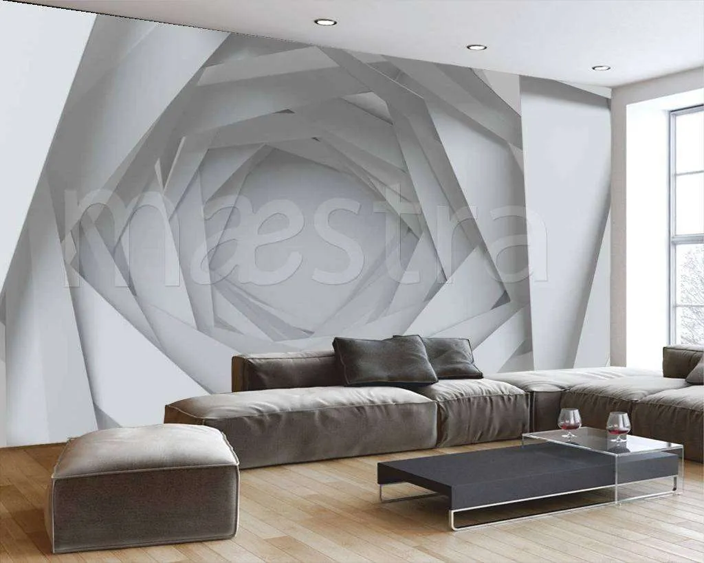 Фотообои в интерьере тоннель в серых тонах  10-435 фото