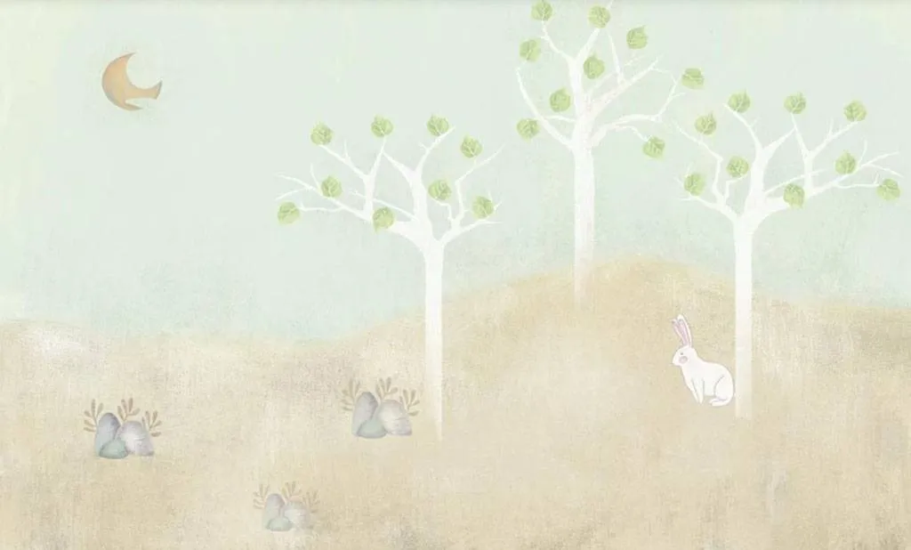 Фотообои в интерьере зайчик в лесу  15-626 фото