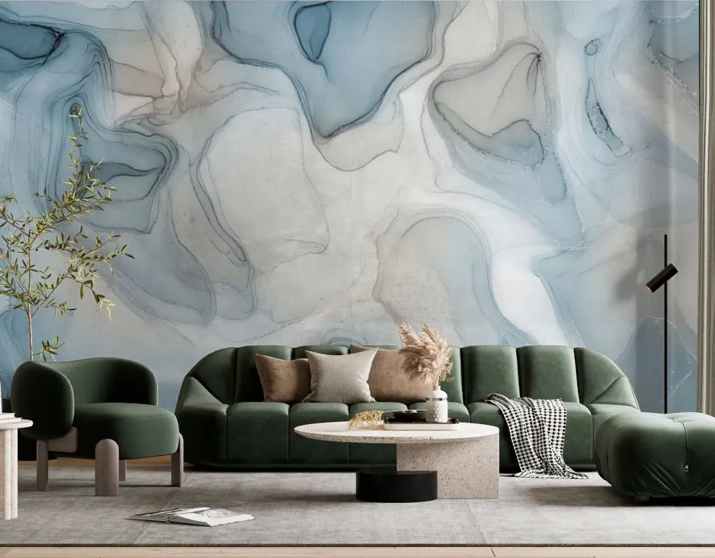 Фотообои в интерьере флюид арт нежные разводы  9-2040 фото