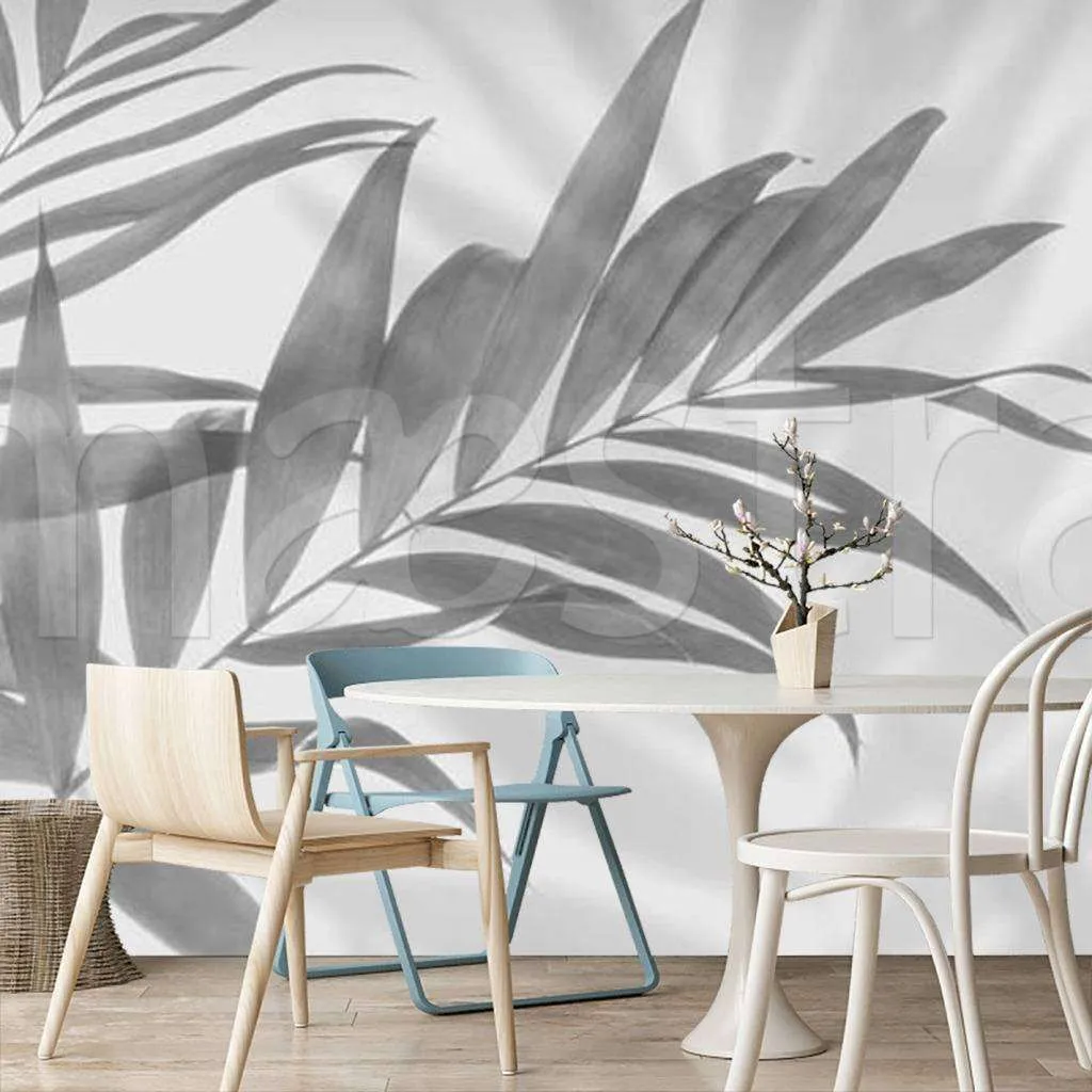Фотообои в интерьере папоротник серый  15-487 фото