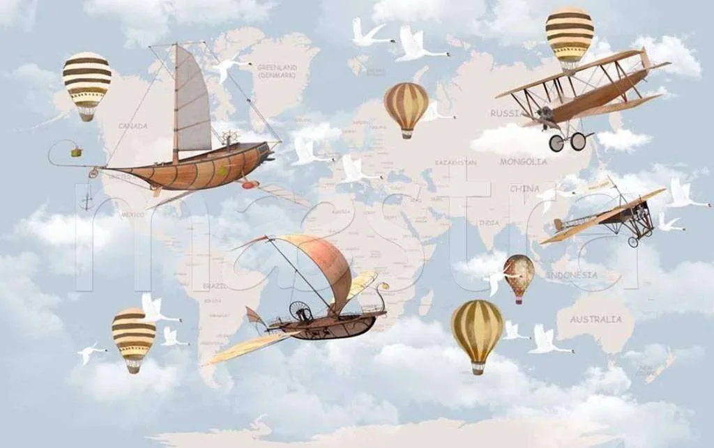 Фотообои в интерьере воздушные корабли  15-247 фото