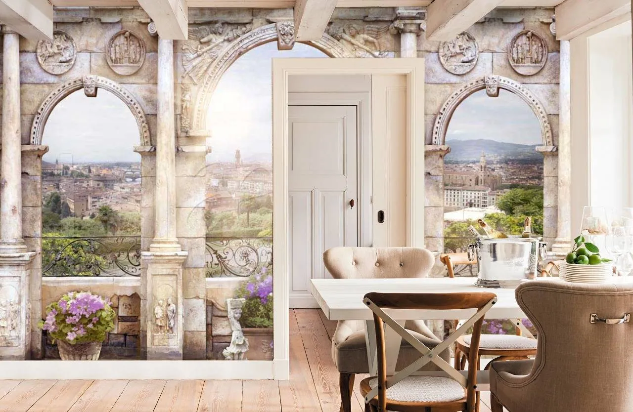 Фотообои в интерьере арка расширяющая пространство  7-202 фото