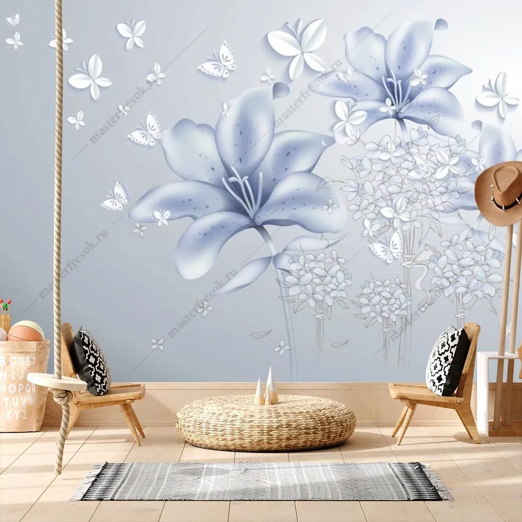 Фотообои Нежно-голубые лилии  14-429