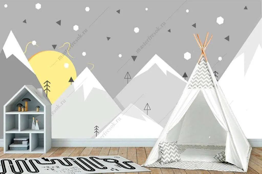 Фотообои в интерьере горы серые  12-852 фото