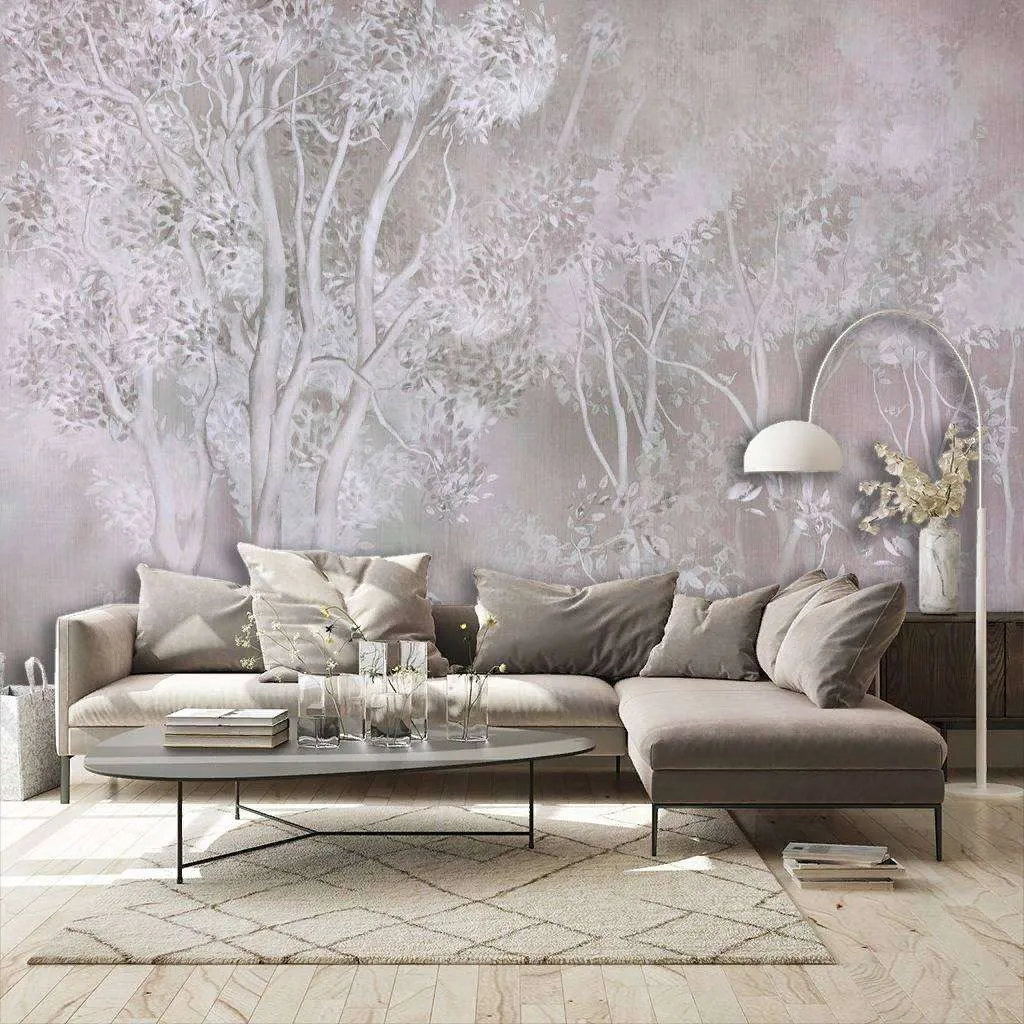 Фотообои в интерьере деревья туманные  13-236 фото