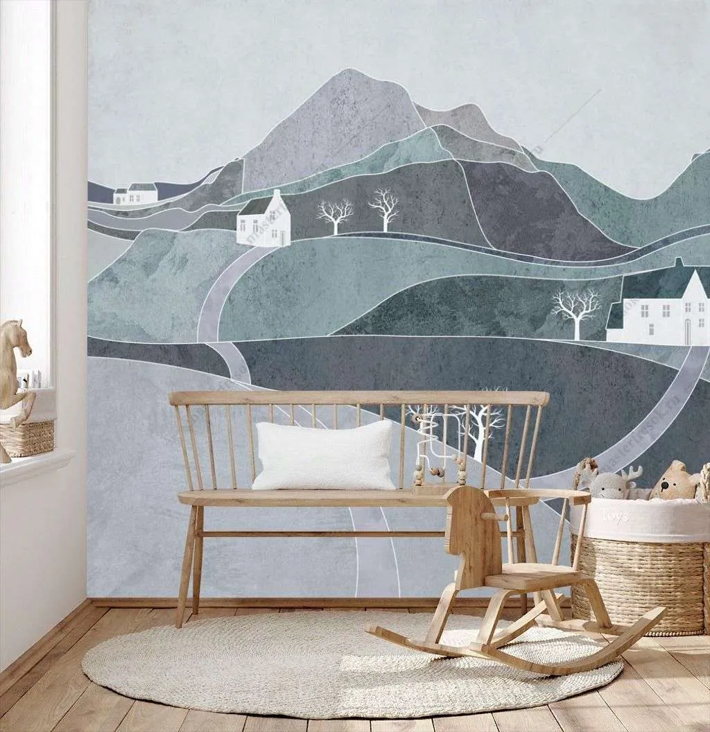 Фотообои в интерьере холмистый пейзаж  12-1315 фото