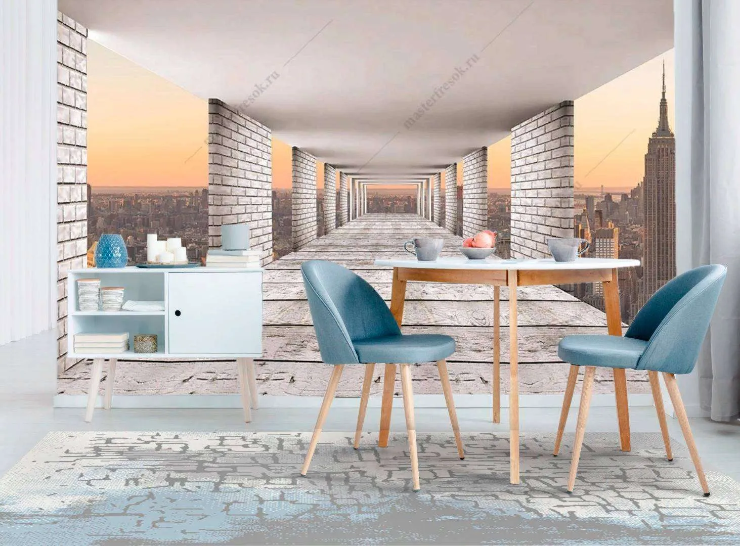 Фотообои в интерьере 3д вид на город  9-1185 фото