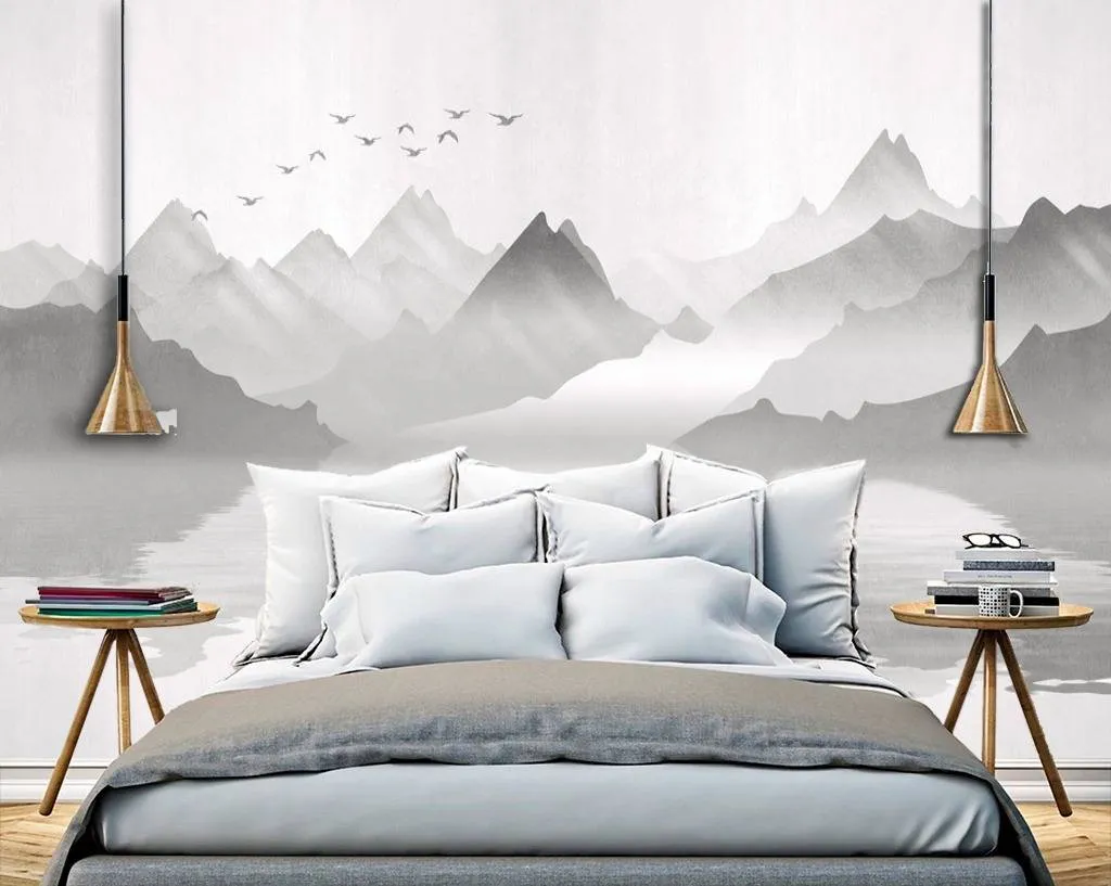 Фотообои в интерьере лодка в горах  9-973 фото