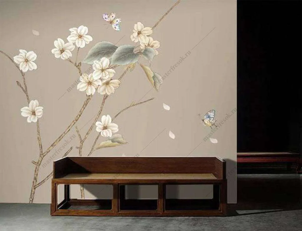 Фотообои в интерьере цветок сакуры  15-939 фото