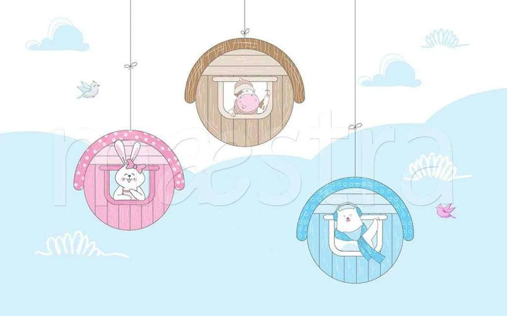 Фотообои в интерьере домики круглые  15-063 фото