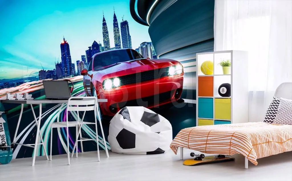 Фотообои Картинка красной машины  12-594