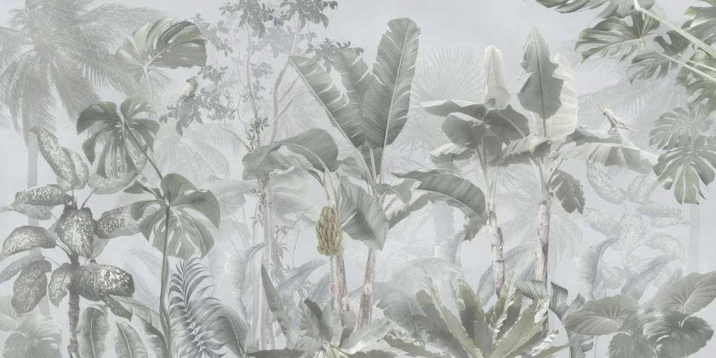 Фотообои в интерьере тропики серые  13-322 фото